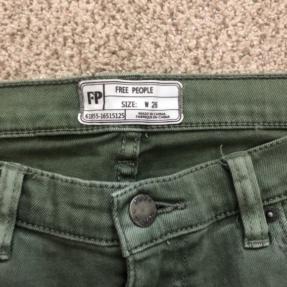 Free People Green Fringed Pants/Jeans - Picture 4 of 4
